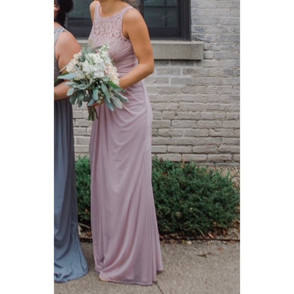 David’s Bridal size 2 pink lace bridesmaid dress